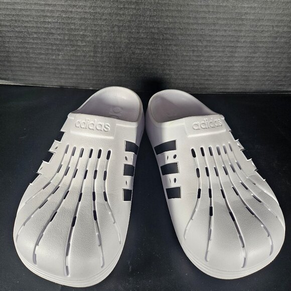Unisex Adult Adidas Adilette Clogs in Cloud White With Core Black Stripes - Picture 6 of 10